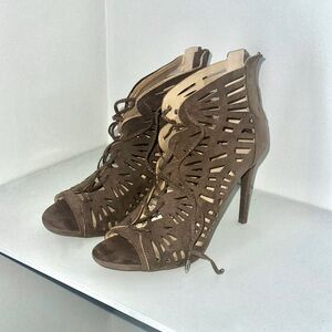 Charlotte Russe Brown Cutout Lace-Up Stiletto Heels